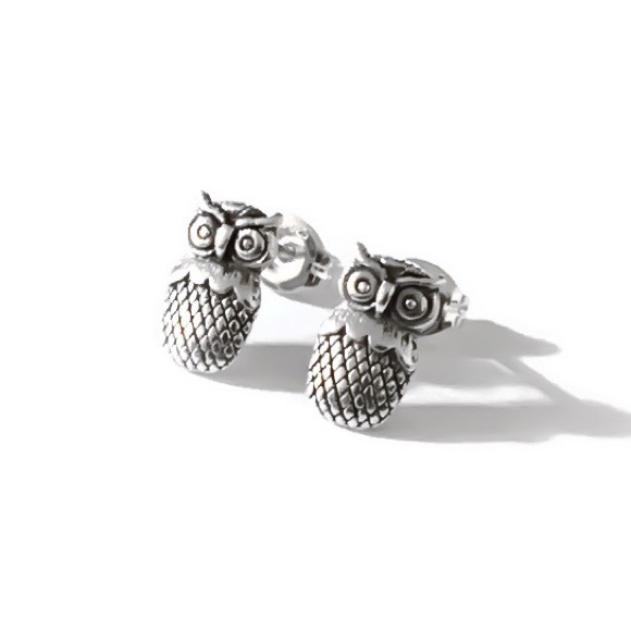 Real 925 Sterling Silver Cute Wise Owl Lover Stud Earrings Small & Lightweight - Picture 5 of 9